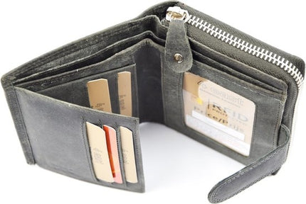 Portemonnee - portemonnee dames - portemonnee heren - portemonnee pasjes - Portemonnee creditcard - Portemonnee met creditcardhouder - creditcard portemonnee - Lederen portemonnee - Creditcardhouder - Grijs - RFID Protected Anti skim - 4E-401