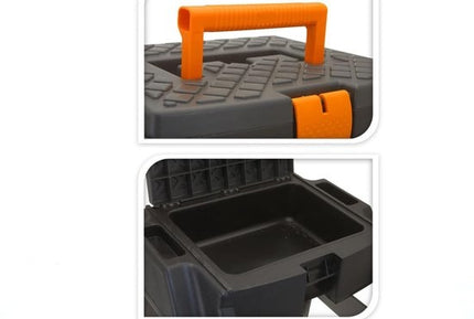 Opstapkruk met Opbergvak - Zwart/Oranje - Antislip, Handgreep, 120 kg - Keukenkruk, Trapje voor Caravan, Camper, Huis & Magazijn