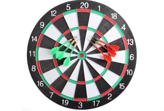 Dartbord - 40,5 cm - tweezijdig - met 6 darts