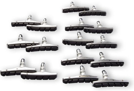 Fietsremblokken Set V-Brakes: 8 Sets, 16 Stuks - Duurzaam in Zwart & Zilver - Topkwaliteit Remmen
