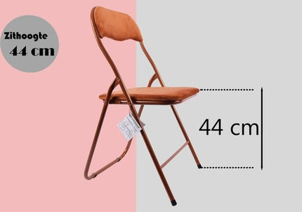 Premium Klapstoel Zithoogte 43 cm - Velvet Klapstoel Kopen - Partystoel Camel