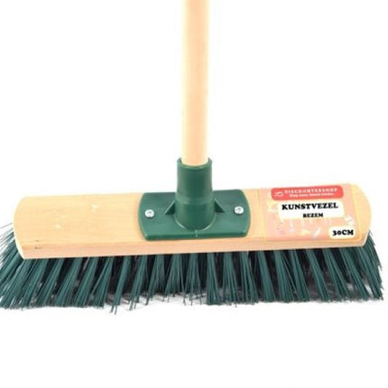 Set van 2x Bezem 30cm/40cm inclusief steel groen -Household Bezem