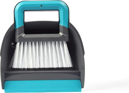 stoffer en blik 19 x 21,5 cm blauw - 2-in-1 tegel- en voegenborstel 30 cm grijs/blauw