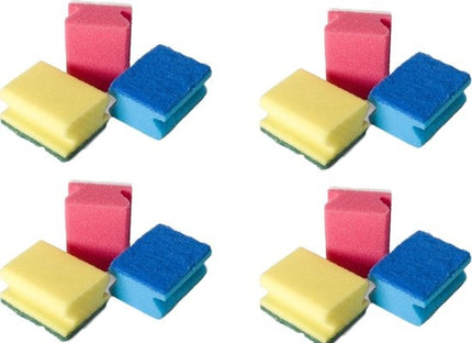 12x Zachte schuurspons | Gekleurde schuursponzen | Schuursponsje |Spons | Afwas sponzen - 9x6.5x4.5cm