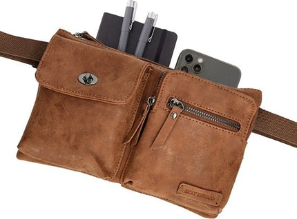 Heuptas Bicky Bernard - Heuptas - fanny pack - Heuptasje - Heuptasje dames - Heuptasje heren - heuptas festival - WDL - 3185 - Camel - Cognac