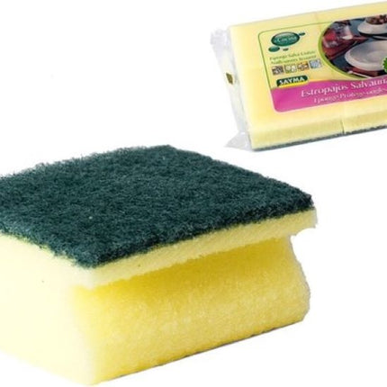 16x stuks schuursponzen / schuursponsjes met handgreep - 9 x 6.5 cm - sponzen / schoonmaakartikelen / reinigingsartikelen