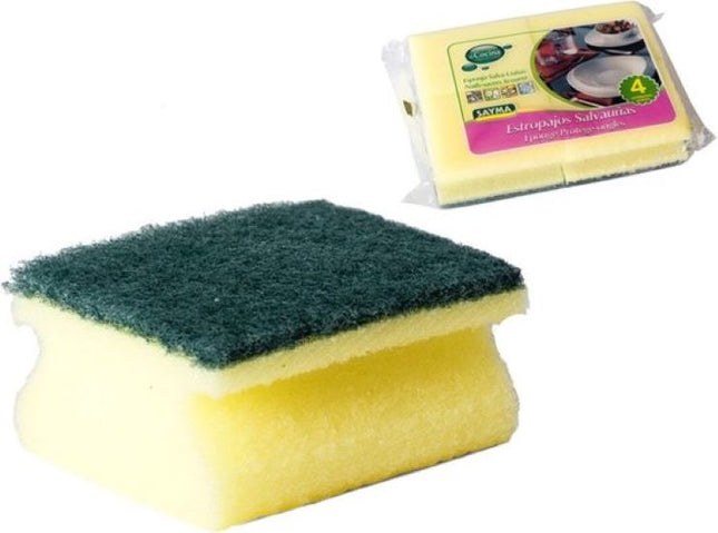 16x stuks schuursponzen / schuursponsjes met handgreep - 9 x 6.5 cm - sponzen / schoonmaakartikelen / reinigingsartikelen
