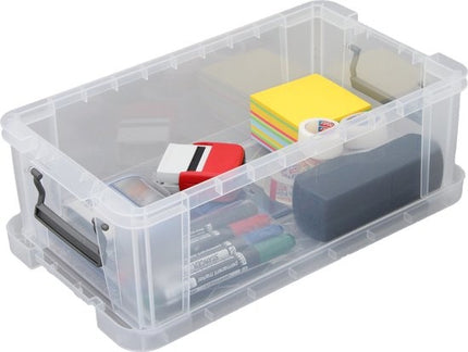 1x Stevige Opbergbox met afsluitbaar deksel met 2 clips|5.5liter | A4 |Opberger | opbergbak - box duurzaam transparant