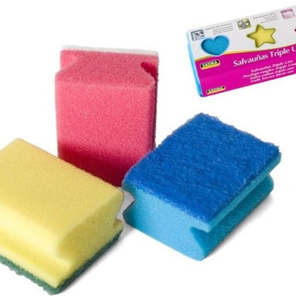 12x Zachte schuurspons | Gekleurde schuursponzen | Schuursponsje |Spons | Afwas sponzen - 9x6.5x4.5cm