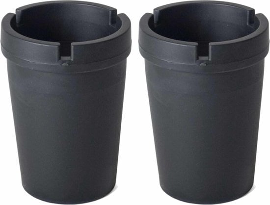 2x Auto asbakken zwart 11 x 8 cm - Geurvrije/rookvrije auto asbak