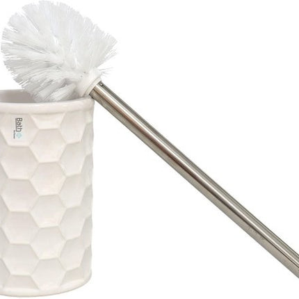 2x stuks wc/toiletborstels inclusief houders wit 34 cm van keramiek/RVS? - Toilet/badkameraccessoires wc-borstel - Porselein