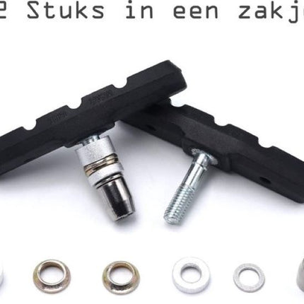 2 set Universele Rubberen Fiets V Remblokken Set - 2 Paar – 4Stuks – 70mm | Rubber Remblokjes | Fietsen Remblok | Remblokkenset | Remblokset Geschikt voor Mountainbike, Stadsfiets, Vouwfiets en Tourfiets
