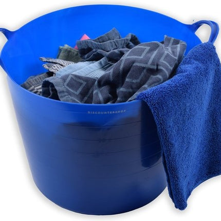 Fijne Set van 3 Stevige Flexibel Emmer Wasmand | Kuipen |75,39,26 liter Blauw | Wasmachine | Mand | Opbergmanden | Grote manden | Ronde manden