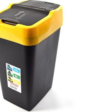 Set van 3 Sorteer Prullenbakken 60L - Schommeldeksel - Afvalscheidingsbak - Zwart - 3-Delig XL Afvalemmer