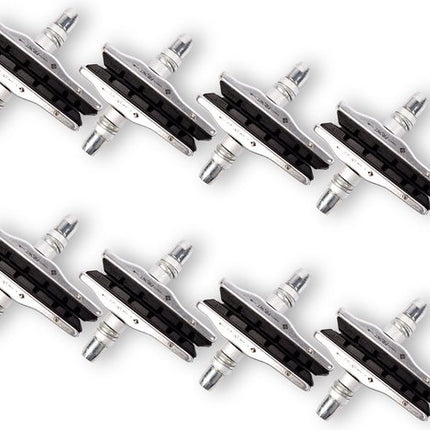 Fietsremblokken Set V-Brakes: 8 Sets, 16 Stuks - Duurzaam in Zwart & Zilver - Topkwaliteit Remmen