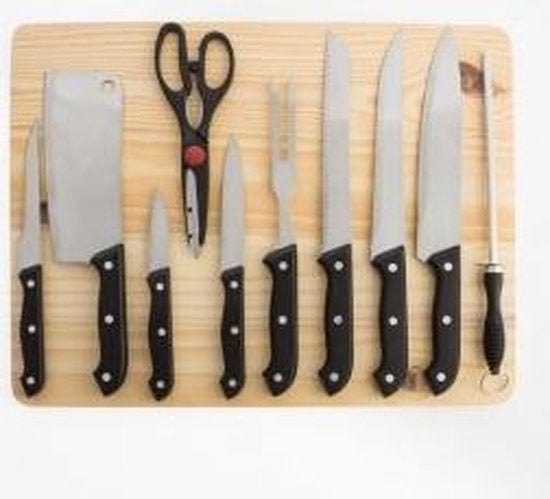 Set van Messen met Slijper en Snijplank (11 stuks)