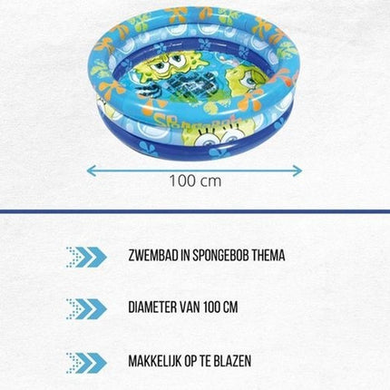 Opblaasbare Zwembad - Rond - Spongebob - 100 cm - Opblaasbaar - Kinderbad - Tuin - Zomer
