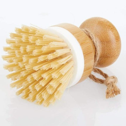 Luxe Set Stoffer en Blik Bamboe|veeggarnituur bamboe Duurzaam beige 37x25cm| Afwasborstel - keukenborstel - rond handvat 10xØ7cm 80gr