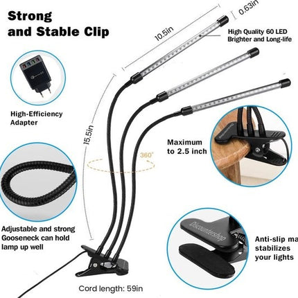 Kweeklampen voor Planten met USB oplader/adapter 3.0 - Groeilamp - LED Full Spectrum - 40 Watt - Automatische Timer 3-9-12 uur - 3 stuks LED
