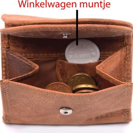 Portemonnee - portemonnee dames - portemonnee heren - portemonnee pasjes - portemonnee dames klein - Portemonnee klein - Portemonnees - Camel Portemonnee - Portemonnee Cognac- 4E-1206