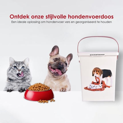 Hondenvoercontainer - 4L Opbergdoos voor Honden- & Kattenvoer - Wit & Praktisch - 19cm x 22cm x 23.50cm