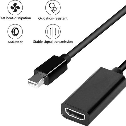 Mini DisplayPort Naar HDMI Adapter - Mini DP Hub - Thunderbolt To HDMI converter - Thunderbolt 3 - Compatible Apple Macbook - IMAC - Surface Laptop / Pro - Dell - Lenovo - Samsung - HP - Zwart