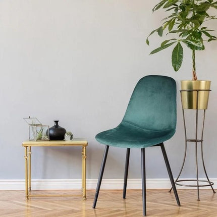 Kuipstoel - Turquoise Velvet Eetkamerstoel - Set van 2 