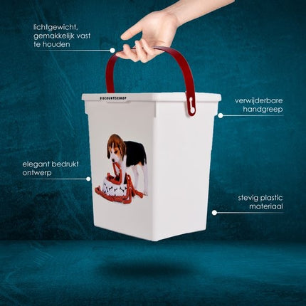 Hondenvoercontainer - 4L Opbergdoos voor Honden- & Kattenvoer - Wit & Praktisch - 19cm x 22cm x 23.50cm
