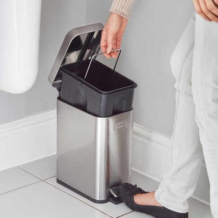 BLACK+DECKER pedaalemmer - 5L - RVS - soft close - losse binnenemmer