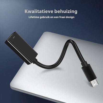 Mini DisplayPort Naar HDMI Adapter - Mini DP Hub - Thunderbolt To HDMI converter - Thunderbolt 3 - Compatible Apple Macbook - IMAC - Surface Laptop / Pro - Dell - Lenovo - Samsung - HP - Zwart
