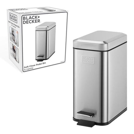 BLACK+DECKER pedaalemmer - 5L - RVS - soft close - losse binnenemmer