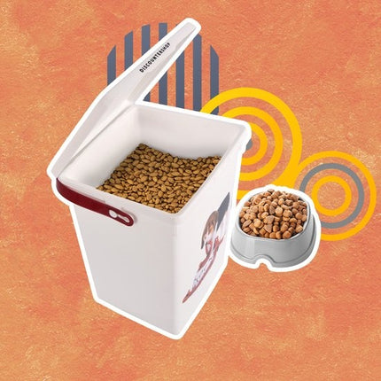 Hondenvoercontainer - 4L Opbergdoos voor Honden- & Kattenvoer - Wit & Praktisch - 19cm x 22cm x 23.50cm