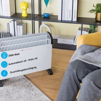 Discountershop Elektrische Convector Kachel - 750 /1250 / 2000 Watt - Verstelbare Thermostaat - Wit