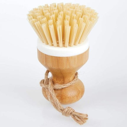 Afwasborstel van bamboe met stevige kunststofborstels, veelzijdige reinigingsborstel voor wastafels, pannen, borden en bestek, ook geschikt als groenteborstel