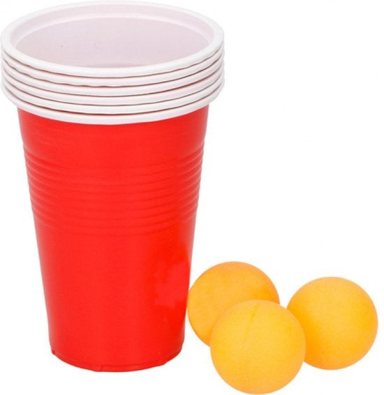 Beerpong 9 delig - 6 bekers met 3 balletjes - Bierpong - Bier-pong - Beer pong set - Beerpong bekers - Beerpong tafel