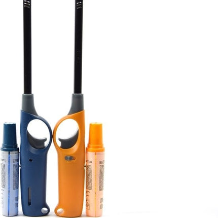 Gasaansteker met navulling 2X Geel en Blauw - Hervulbare Navulbare Aansteker - Kinderbescherming - Vlamaanpassing - Branstofindicator -