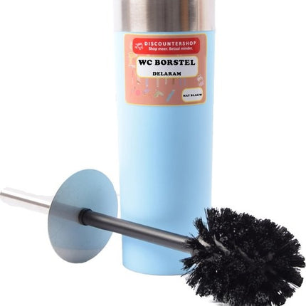 Toiletborstel Delaram mat blauw / wc borstel rond 24cm