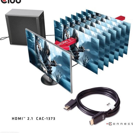 Club3D HDMI Ultra High Speed 2.0 Kabel - 48 GBPS - 3D - 4k@60Hz - 4k@120Hz - Full HD 3840 Pixels - Ethernet - Male to Male Cable - Voor TV/Beeldscherm/Tablet/DVD/Laptop/Macbook/PC/Xbox/Playstation/PS - Dun - Zwart - 3 Meter Kabel