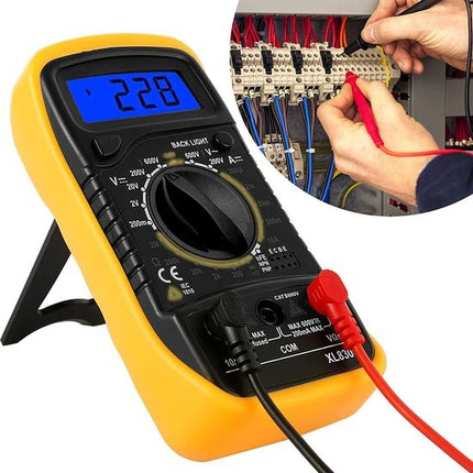 Digitale Multimeter - AC / DC - Incl. 9V Batterij, Klemtangen & Opberghoes - Multi Meter