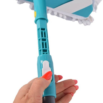 Hoogwaardige Microvezel Dweilset - Wit-Blauwe Vloerreiniger en Vloerwisser voor Hout, Laminaat, PVC, Tapijt en Tegels 150 lengte