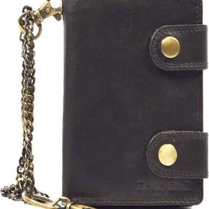 Portemonnee met ketting - Leren Dames Portemonnee Met Ketting Zwart - Leren Heren Portemonnee Met Ketting Zwart