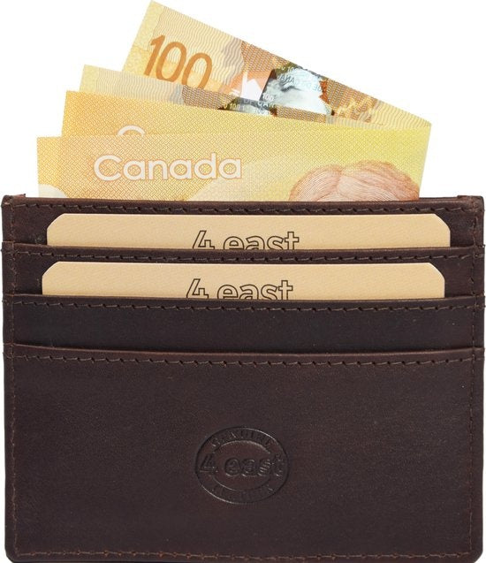 Portemonnee - portemonnee dames - portemonnee heren - portemonnee pasjes - Portemonnee creditcard - Portemonnee met creditcardhouder - creditcard - Card case - creditcard houder met geld - pasjeshouder met briefgeld -6 pasjeshouder - 4E-110  Bruin