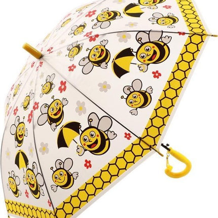 Kinderparaplu met Bijen print 96 cm paraplu - Disney Kinderparaplu 96 cm automatische paraplu met Transparant en Fluitje inbegrepen