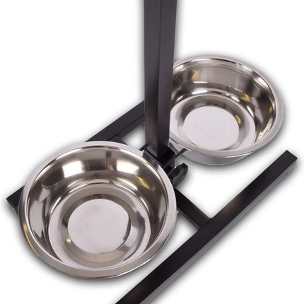 Voerbak Set| Verstelbare | H-Standaard Hamerslag | Eetbak | RVS | Voerbakken | Antislip | Waterbak | 46cm*28cm*8cm