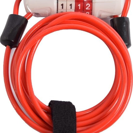 Fietsslot Kabelslot Cijferslot 180cm x 4mm Rood - Combinatieslot - Combination Lock - Fiets , scooter - Fietsslot Combinatie - combinatie fietsslot - fietsslot met code