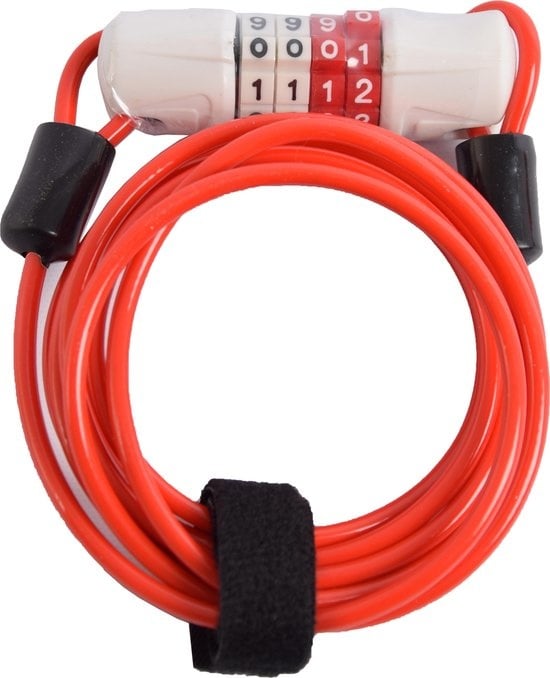 Fietsslot Kabelslot Cijferslot 180cm x 4mm Rood - Combinatieslot - Combination Lock - Fiets , scooter - Fietsslot Combinatie - combinatie fietsslot - fietsslot met code