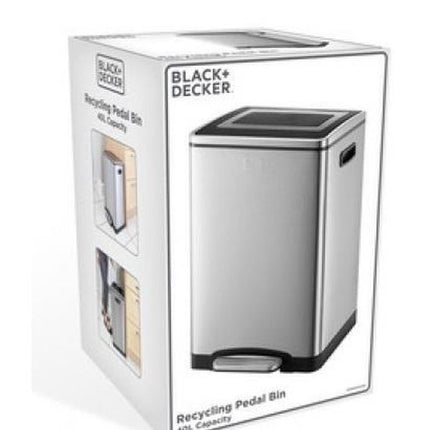 BLACK+DECKER Pedaalemmer RVS - Inhoud 2x20L - Soft close - Moderne Prullenbak