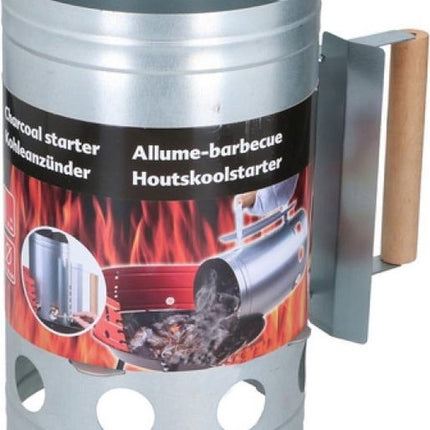 Houtskoolstarter met Barbecue starter gun - Metaal - 17x27.5cm - Let op! Gun is geen aansteker !