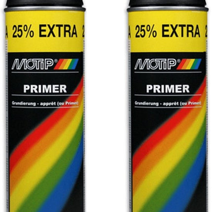 Motip verf primer Grondverf 7 stuks Spuitbus Primer zwart sneldrogend 500 ML voor metaal , hout, aluminium en steen - 25 % EXTRA