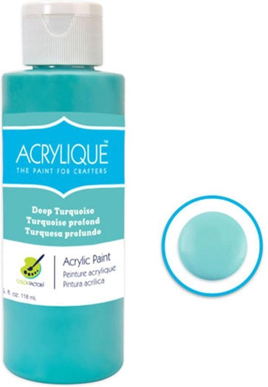 Acrylverf waterbasis Deep Turquoise " turkoois" 118ml - Sneldrogend waterbasis Permanent